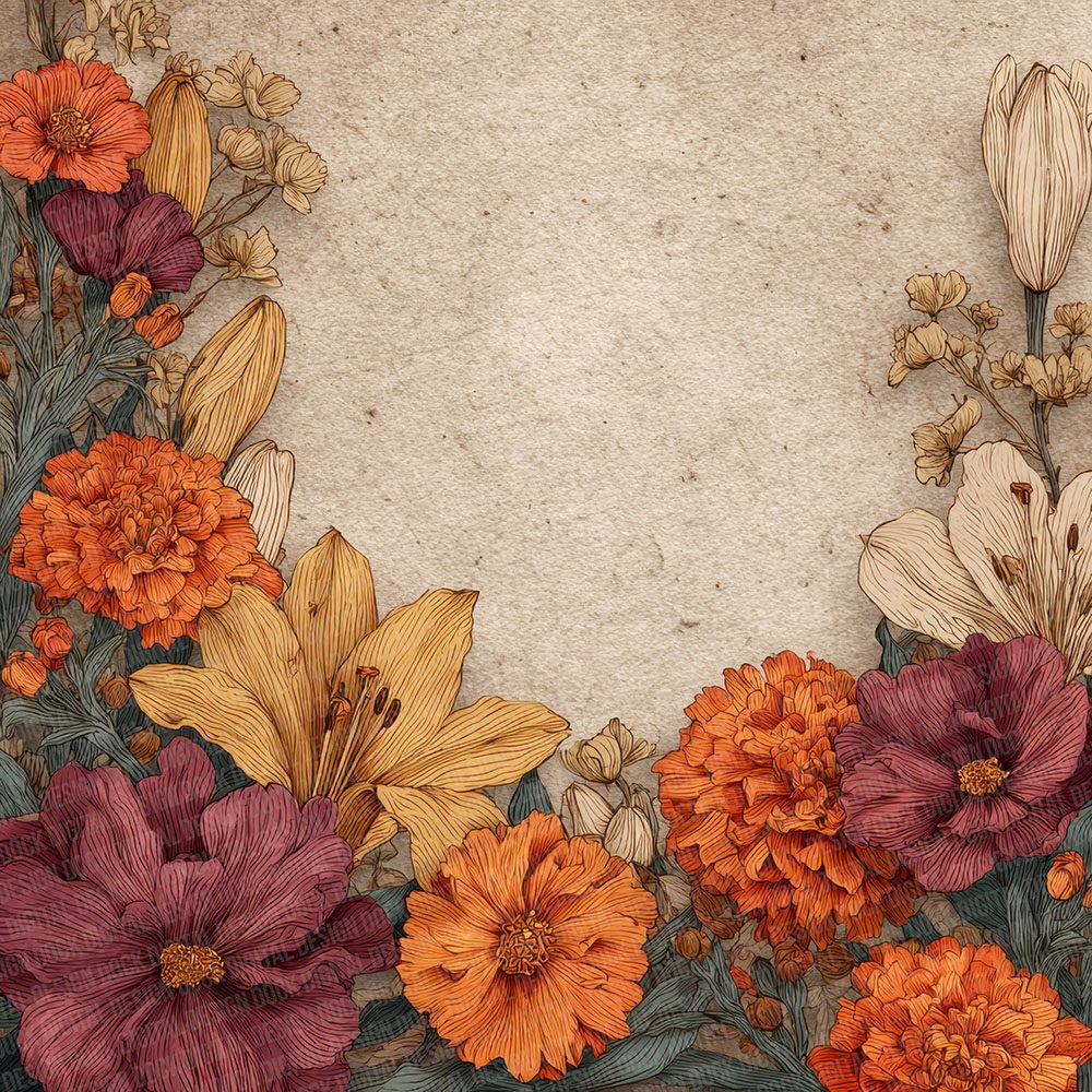 Ceremonial Floral Border Digital Paper Pack (DDD000845)