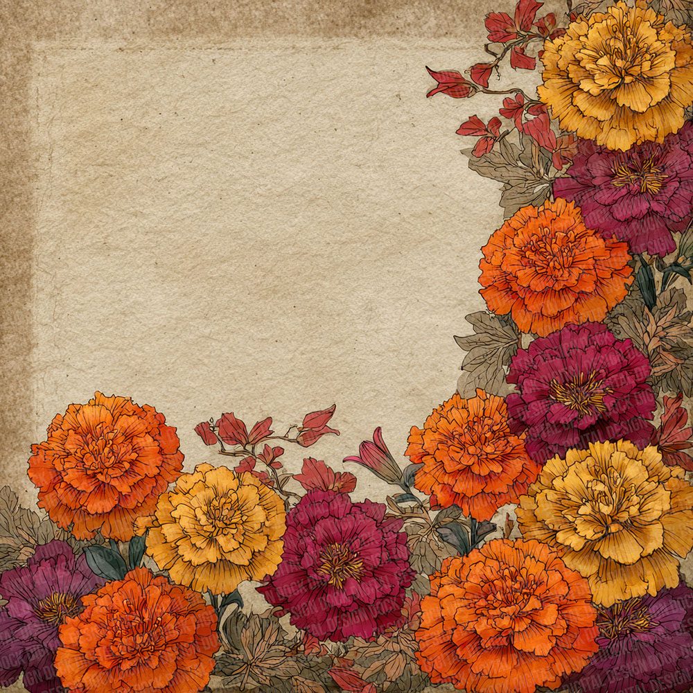 Ceremonial Floral Border Digital Paper Pack (DDD000845)