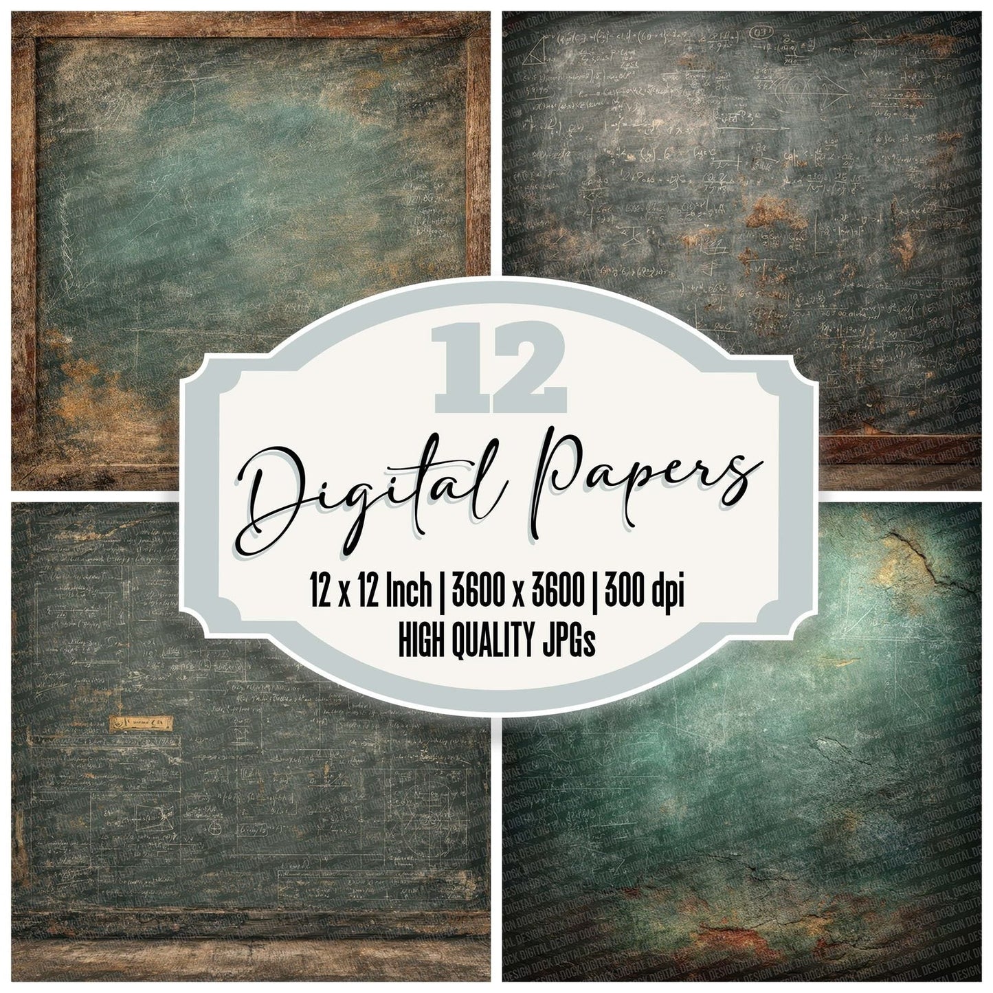 Chalkboard Smudge Lines Digital Paper Pack (DDD000857)