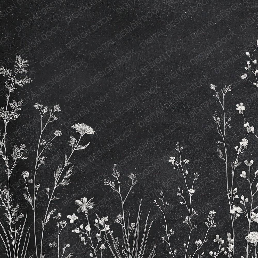 Chalkboard Wildflower Sketch Digital Paper Pack (DDD008548)