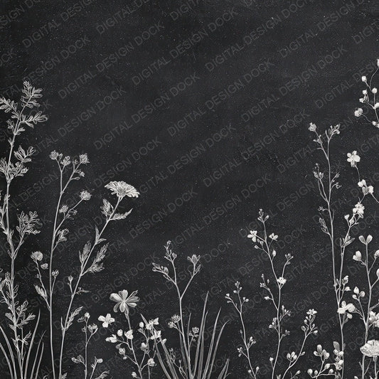Chalkboard Wildflower Sketch Digital Paper Pack (DDD008548)