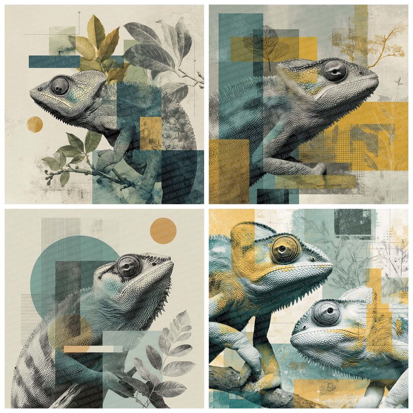 Chameleon Jungle Moodboard Digital Paper Pack (DDD000859)
