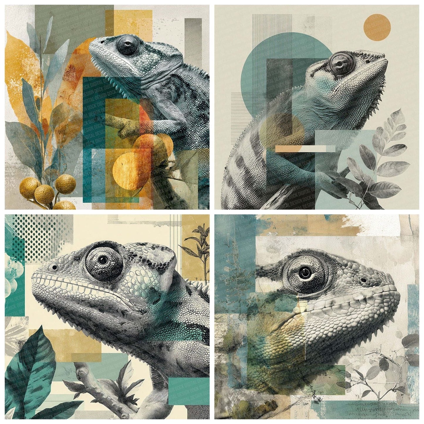 Chameleon Jungle Moodboard Digital Paper Pack (DDD000859)
