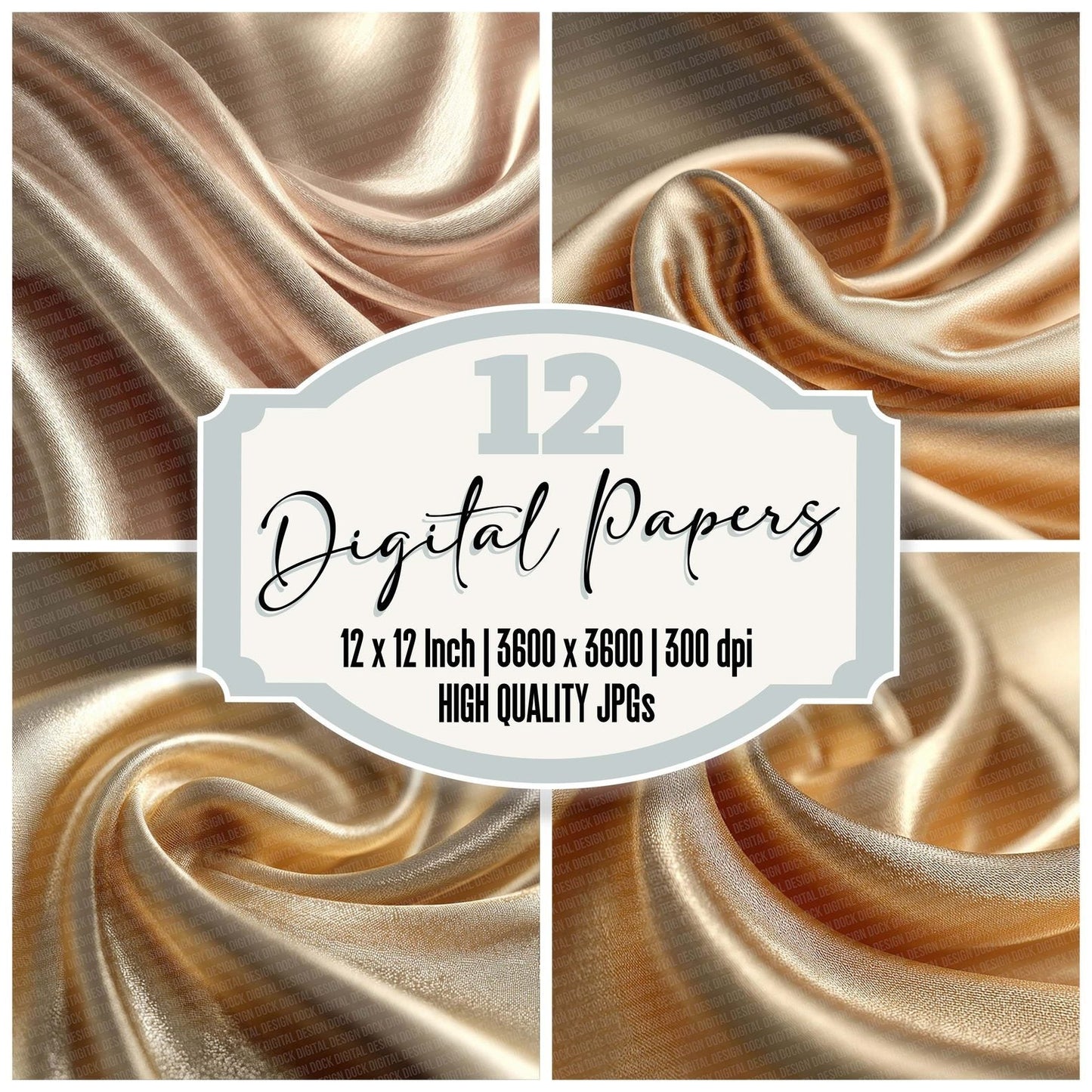 Champagne Gold Satin Digital Paper Pack (DDD000861)