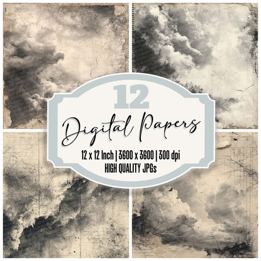 Charcoal Cloud Scratch Digital Paper Pack (DDD000867)