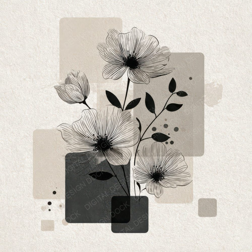 Charcoal Floral Block Background Digital Paper Pack (DDD007750)