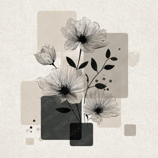 Charcoal Floral Block Background Digital Paper Pack (DDD007750)