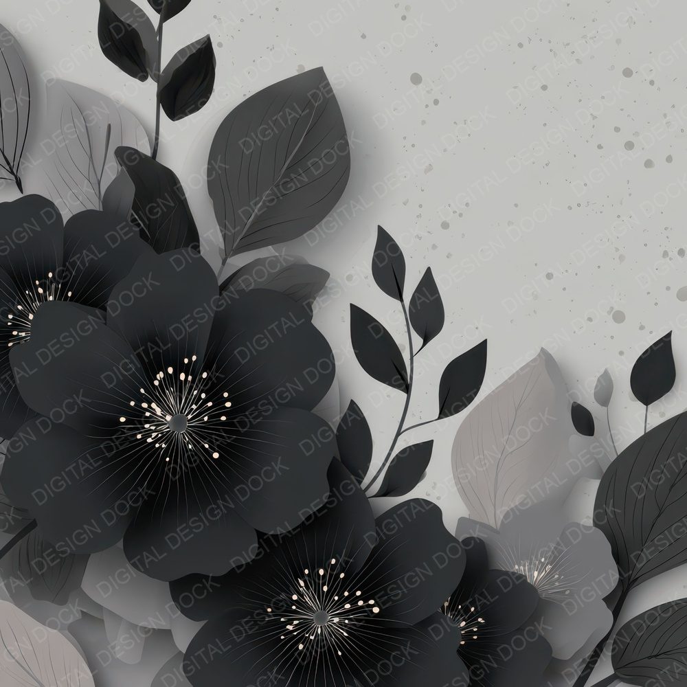 Charcoal Floral Block Background Digital Paper Pack (DDD007750)