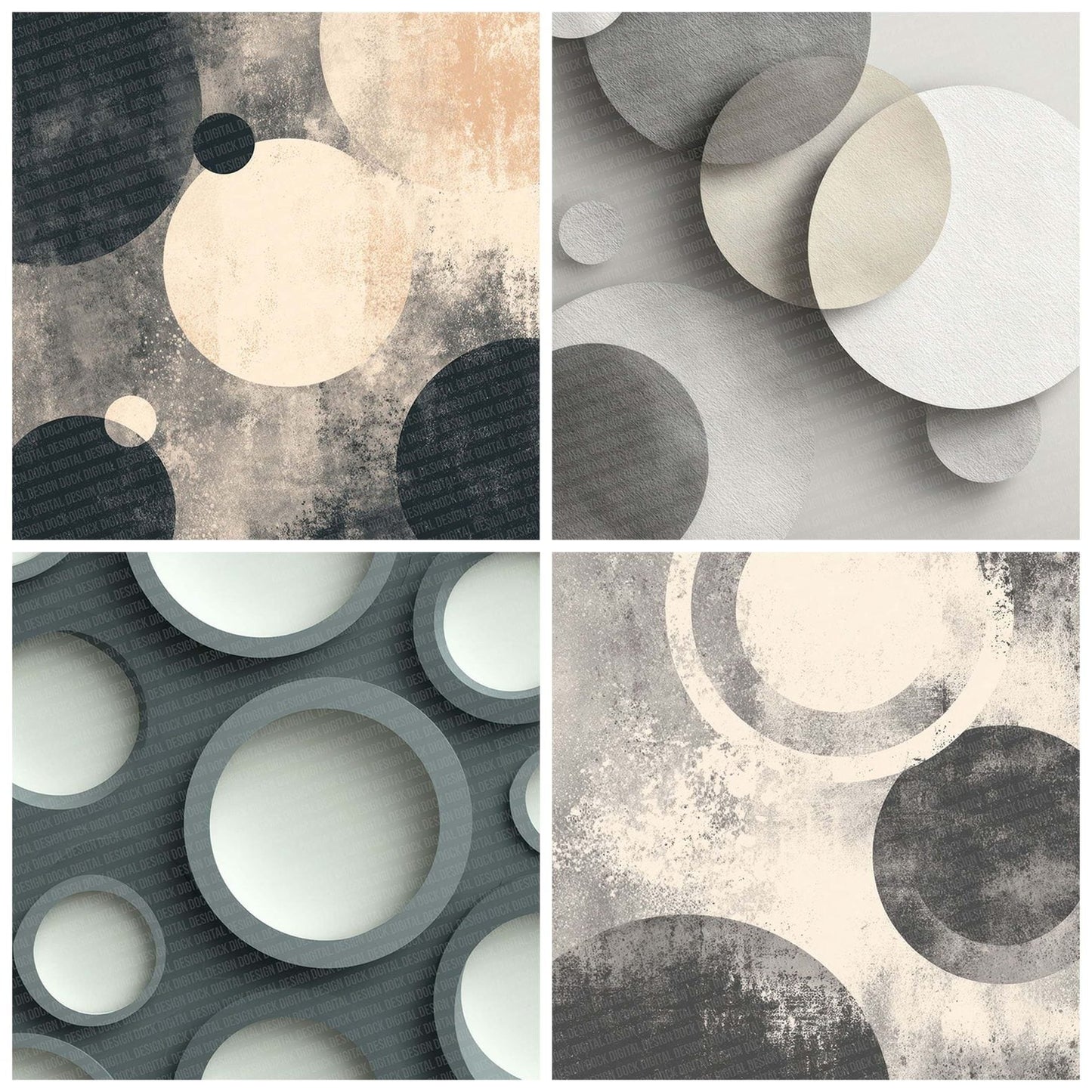 Charcoal Fog Circles Digital Paper Pack (DDD000870)