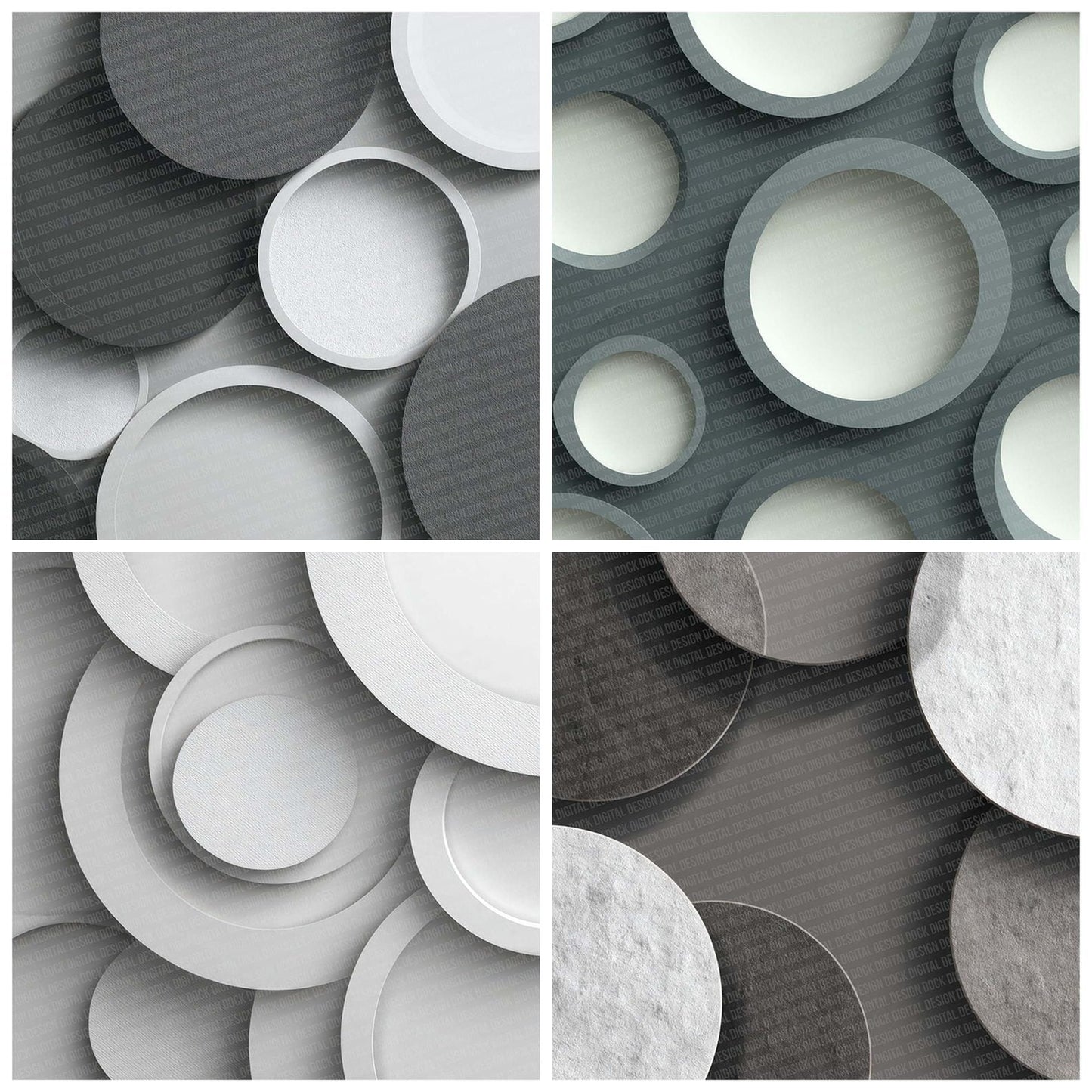 Charcoal Fog Circles Digital Paper Pack (DDD000870)