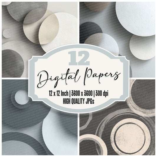 Charcoal Fog Circles Digital Paper Pack (DDD000870)