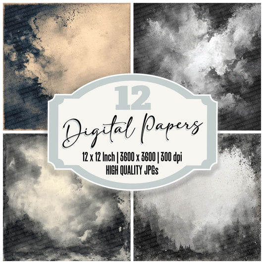 Charcoal Fog Melt Digital Paper Pack (DDD000871)