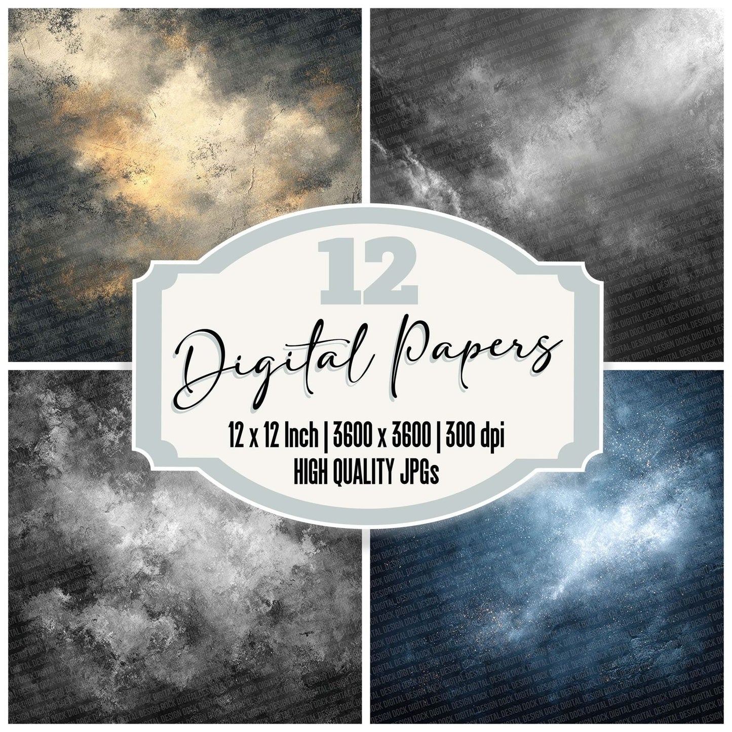 Charcoal Metal Dust Abstract Digital Paper Pack (DDD000879)