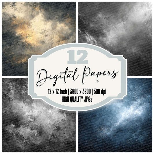 Charcoal Metal Dust Abstract Digital Paper Pack (DDD000879)