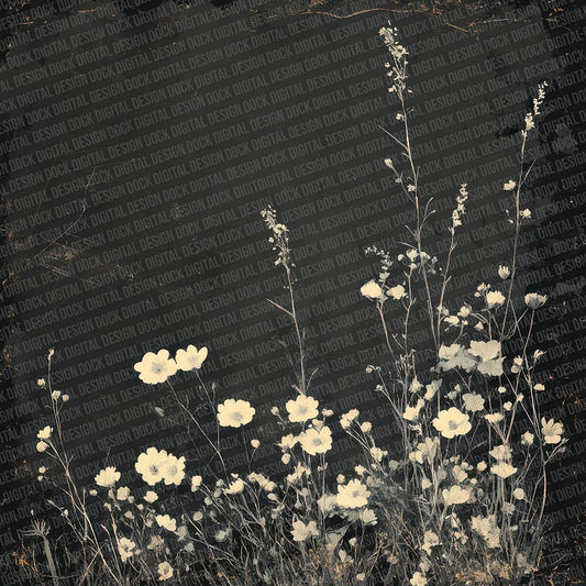 Charcoal Wildflower Fade Digital Paper Pack (DDD000886)