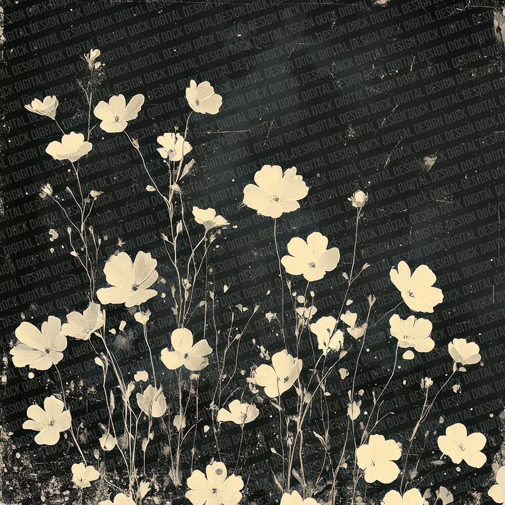 Charcoal Wildflower Fade Digital Paper Pack (DDD000886)