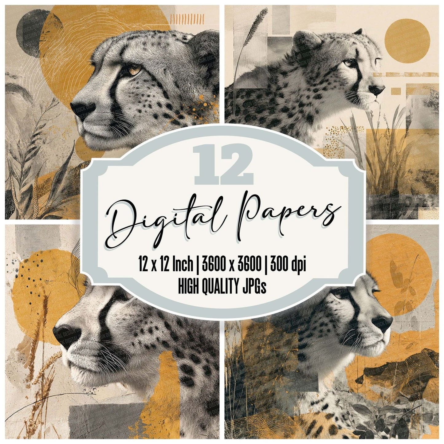 Cheetah Savannah Moodboard Digital Paper Pack (DDD000894)