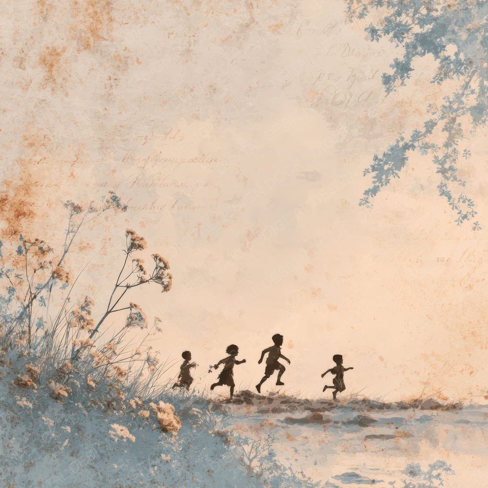 Childhood Moment Running Free Digital Paper Pack (DDD007809)