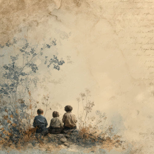 Childhood Moment Sitting Together Digital Paper Pack (DDD007810)