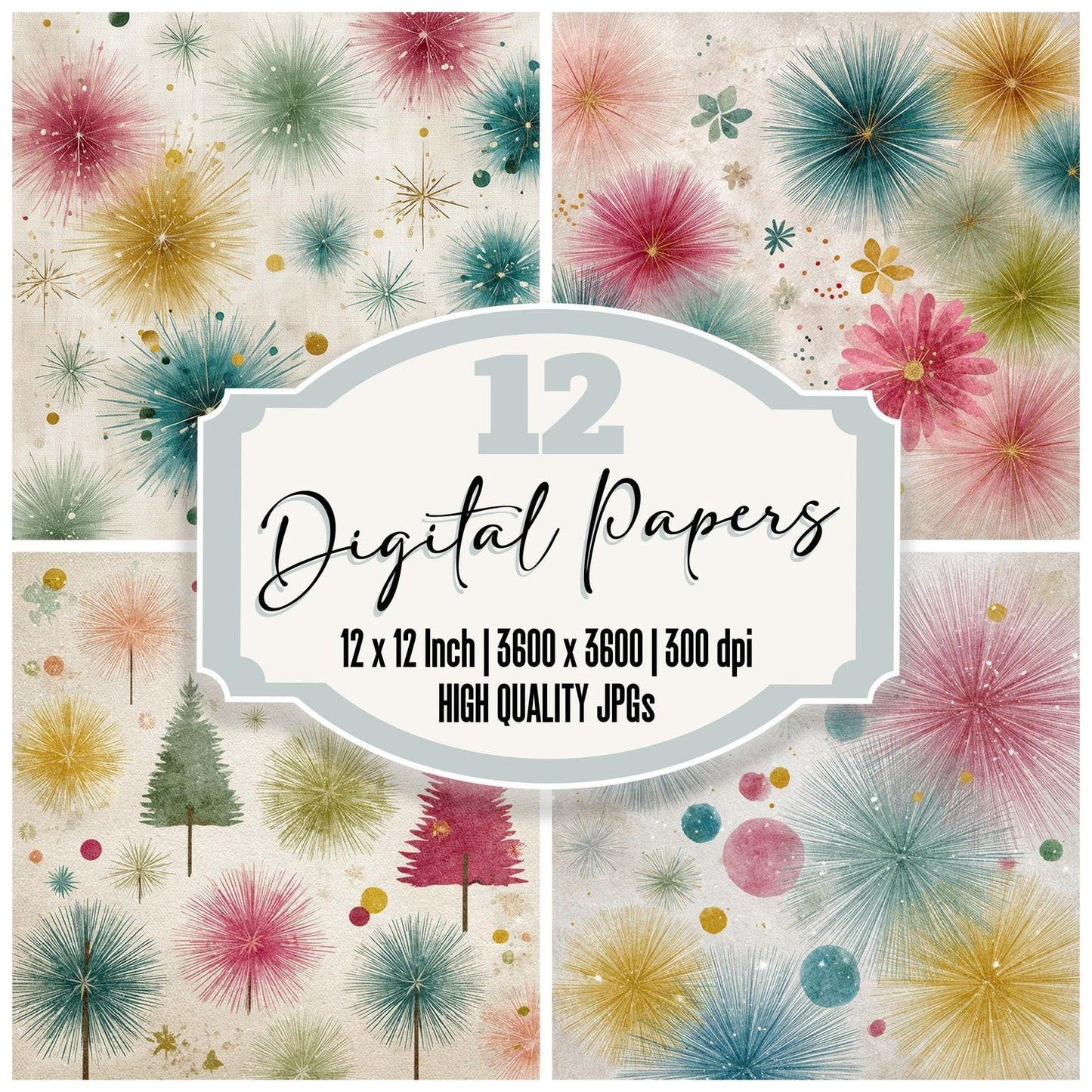 Christmas Atomic Tree Digital Paper Pack (DDD000905)