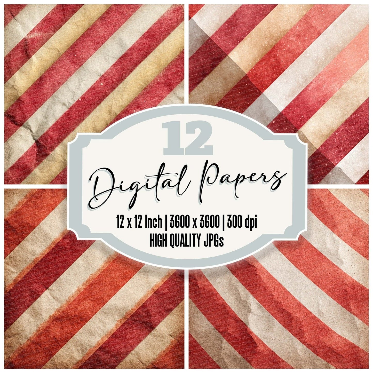 Christmas Candy Stripe Digital Paper Pack (DDD000909)