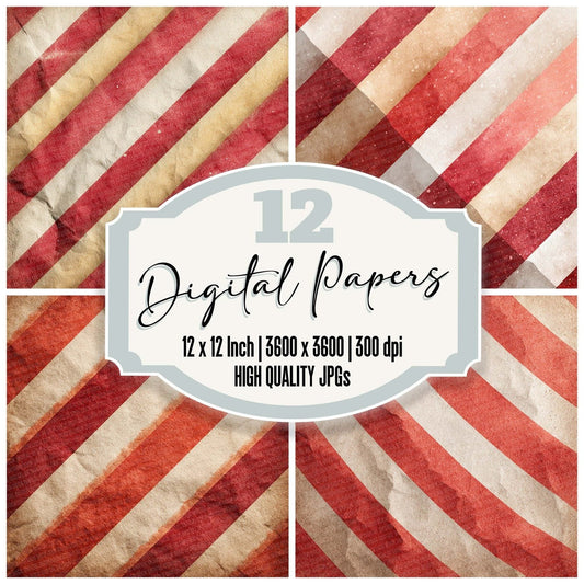 Christmas Candy Stripe Digital Paper Pack (DDD000909)