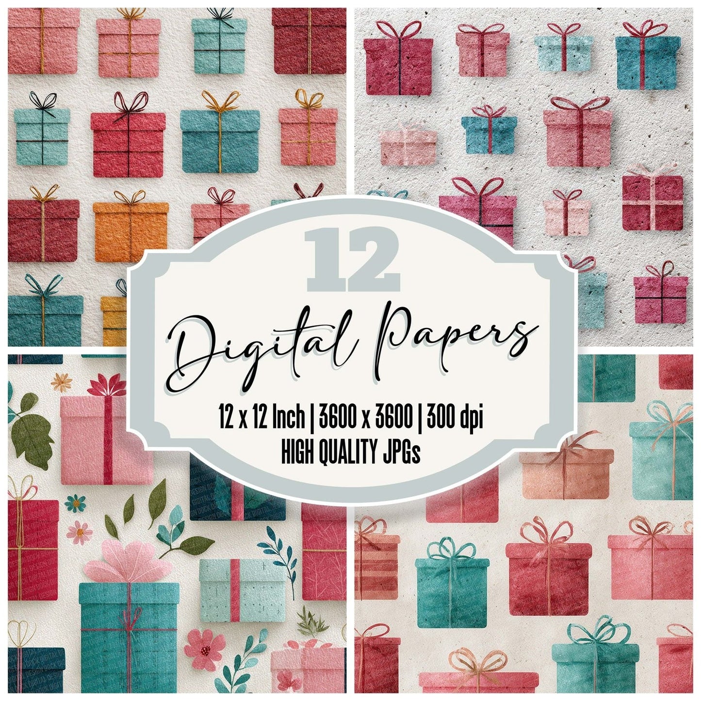 Christmas Gift Wrap Digital Paper Pack (DDD000911)