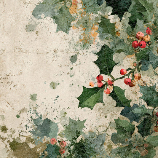 Christmas Holly Script Digital Paper Pack (DDD000914)