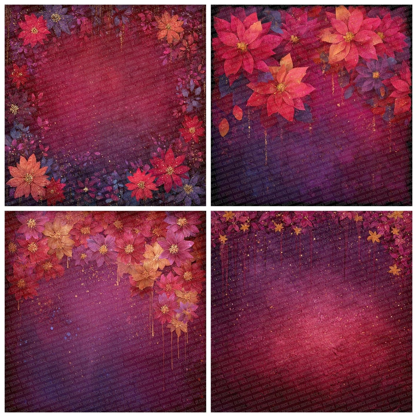 Christmas Poinsettia Glow Digital Paper Pack (DDD000918)
