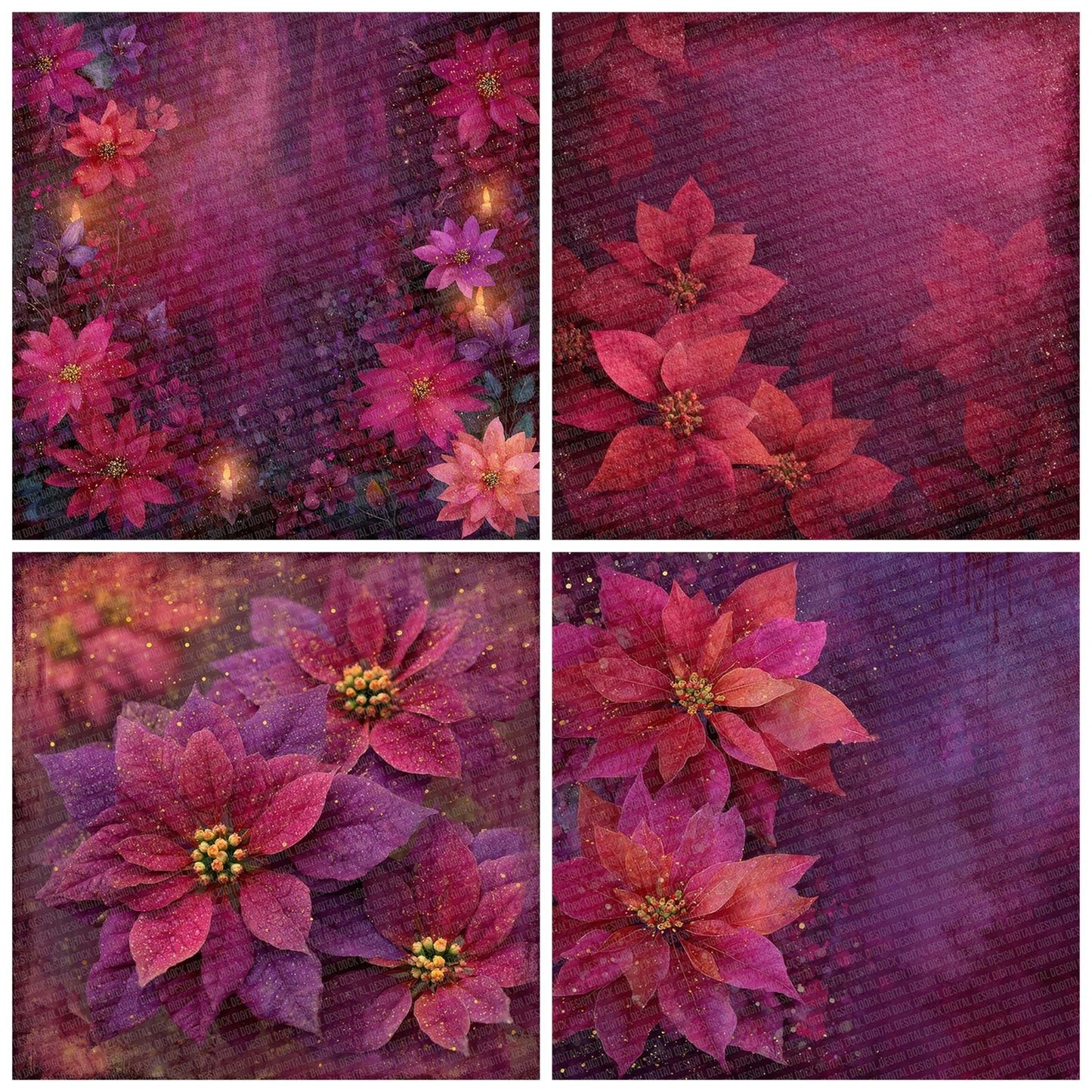 Christmas Poinsettia Glow Digital Paper Pack (DDD000918)