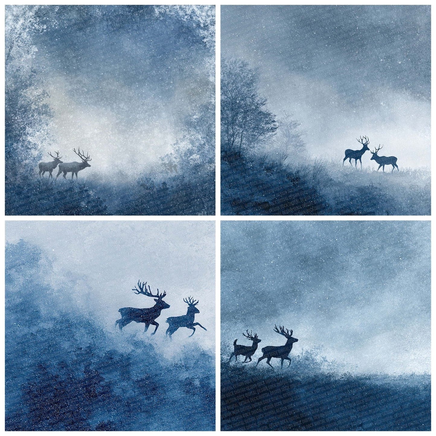Christmas Reindeer Night Digital Paper Pack (DDD000919)