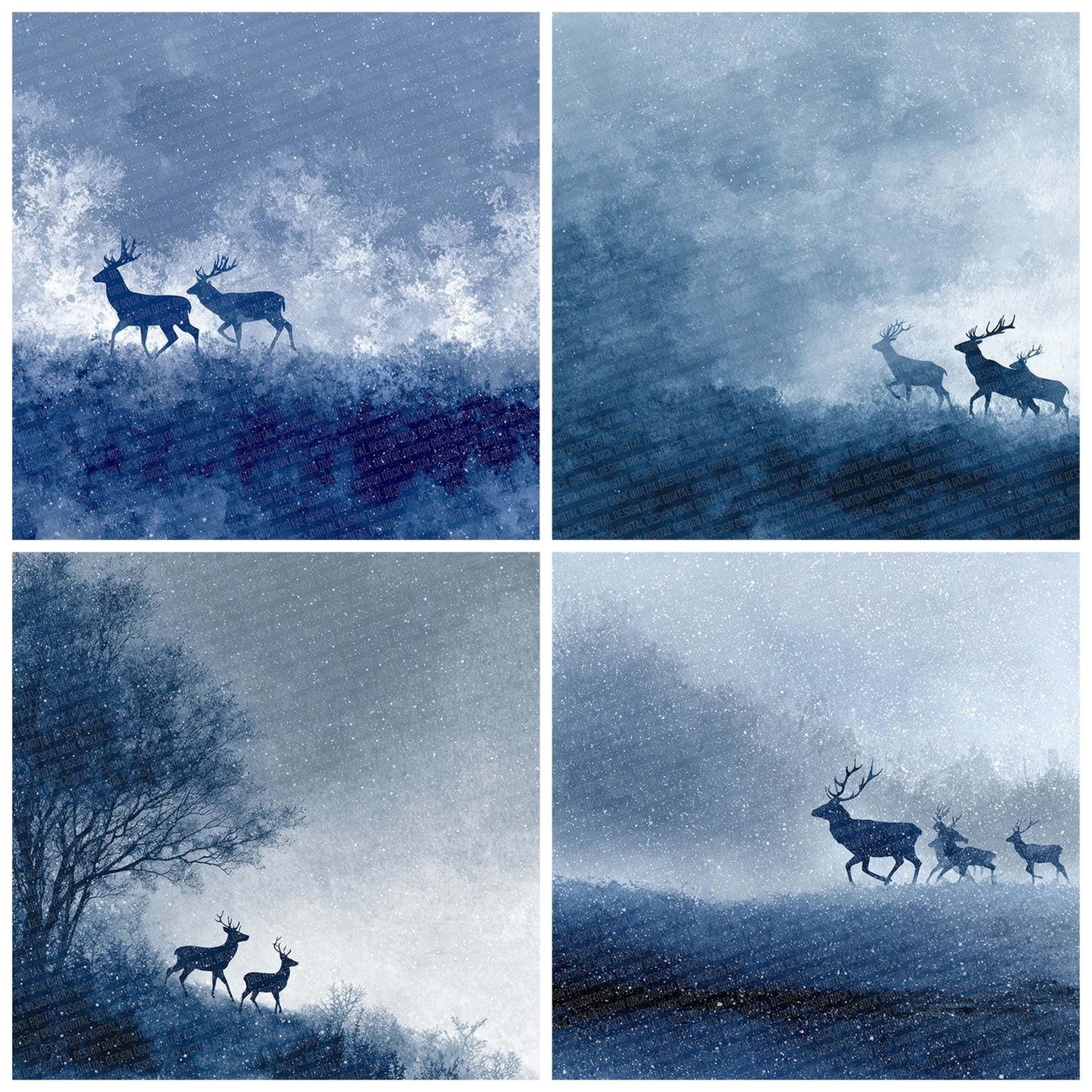 Christmas Reindeer Night Digital Paper Pack (DDD000919)