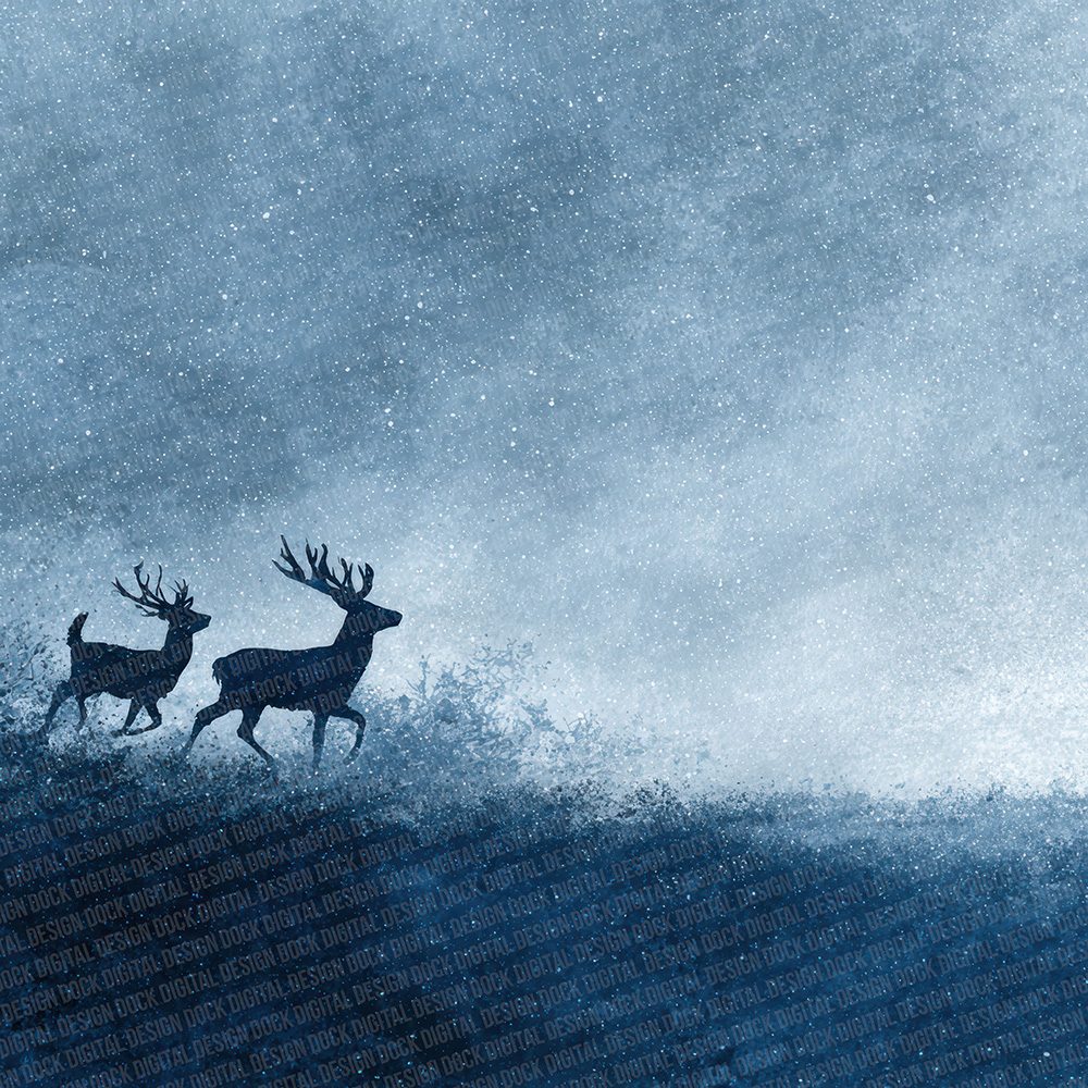 Christmas Reindeer Night Digital Paper Pack (DDD000919)