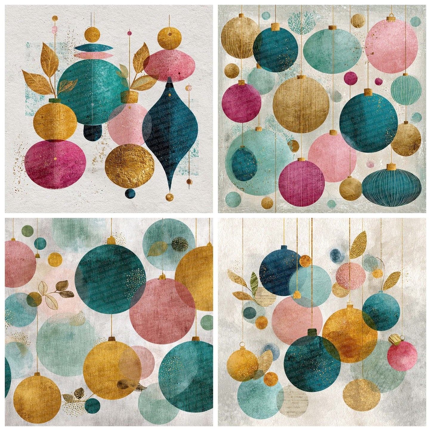 Christmas Retro Bauble Digital Paper Pack (DDD000920)