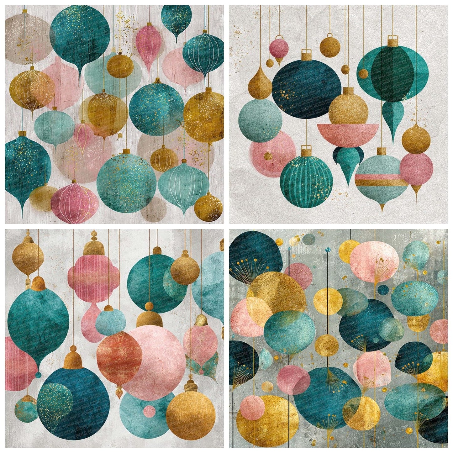 Christmas Retro Bauble Digital Paper Pack (DDD000920)