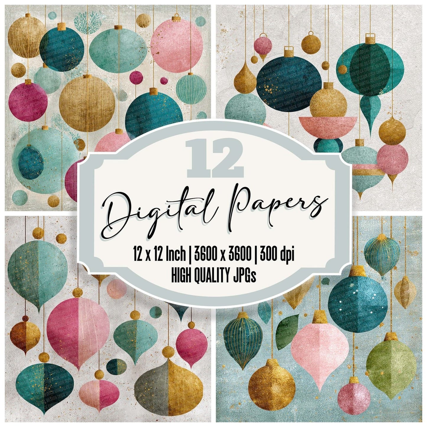 Christmas Retro Bauble Digital Paper Pack (DDD000920)