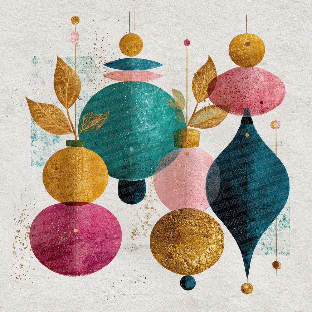 Christmas Retro Bauble Digital Paper Pack (DDD000920)