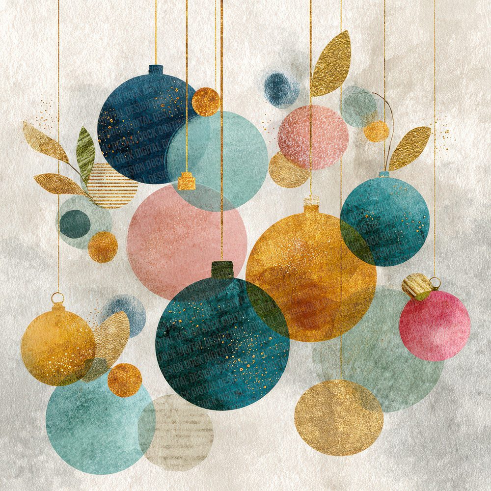 Christmas Retro Bauble Digital Paper Pack (DDD000920)