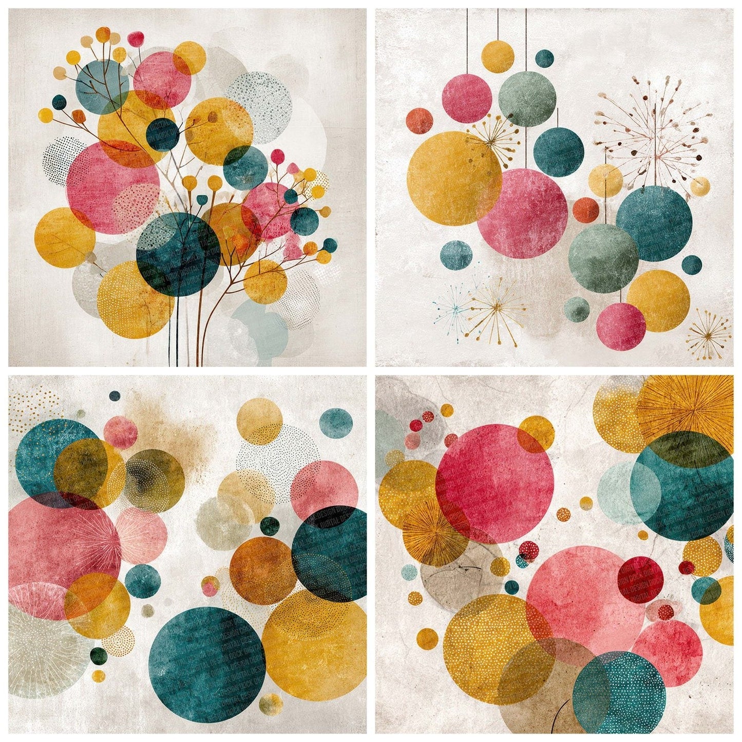 Christmas Retro Bauble Cluster Digital Paper Pack (DDD000921)