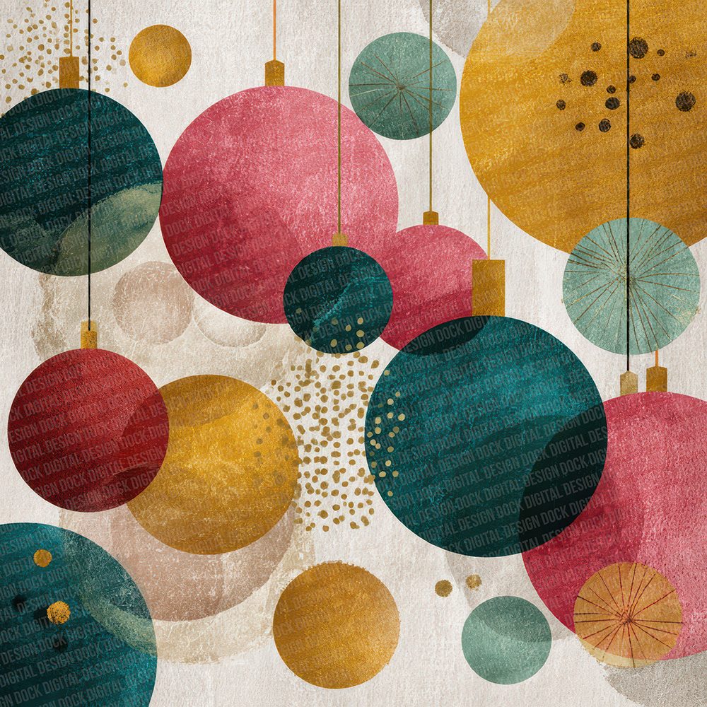 Christmas Retro Bauble Cluster Digital Paper Pack (DDD000921)