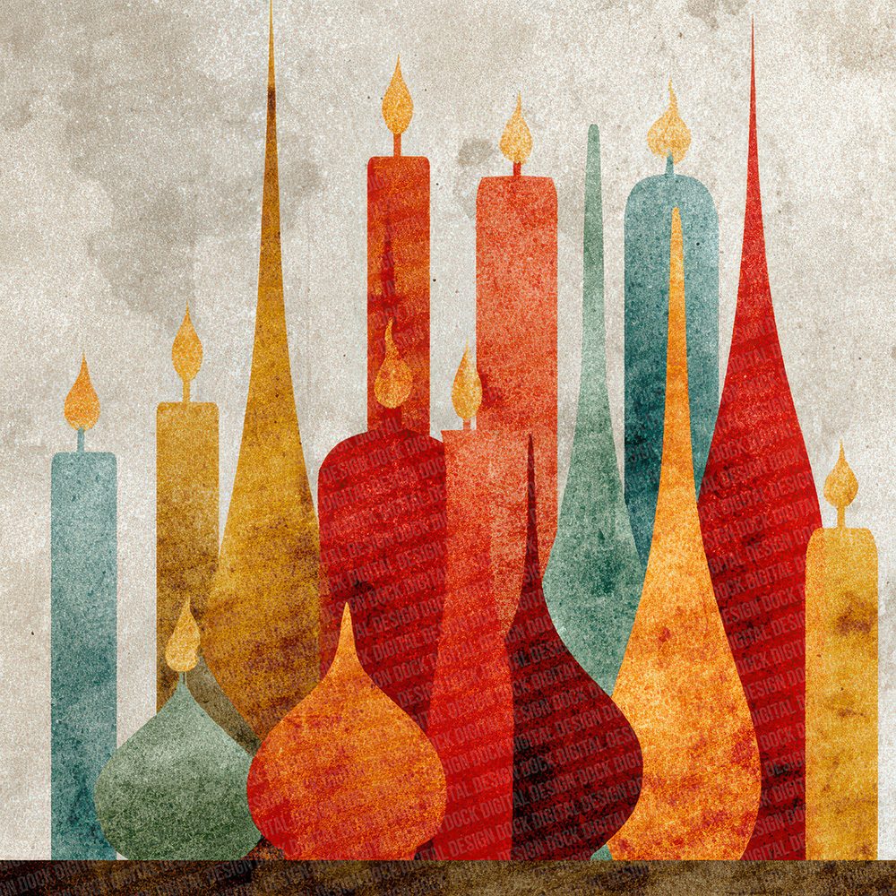 Christmas Retro Candle Digital Paper Pack (DDD000923)
