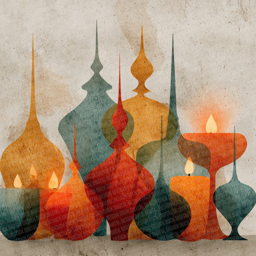 Christmas Retro Candle Digital Paper Pack (DDD000923)