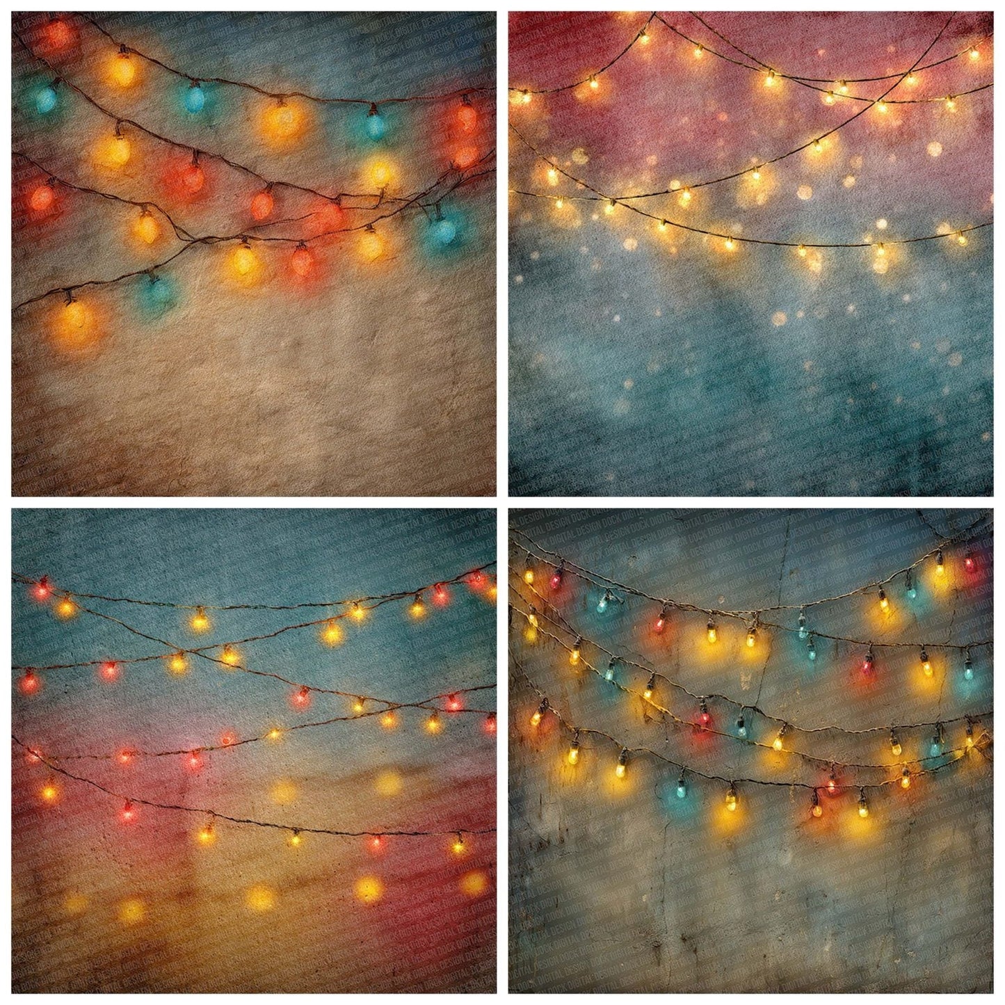 Christmas Retro Fairy Lights Digital Paper Pack (DDD000924)