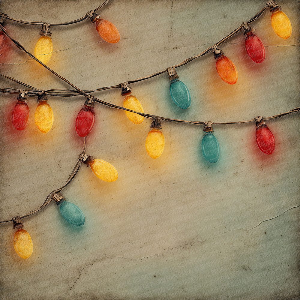 Christmas Retro Fairy Lights Digital Paper Pack (DDD000924)