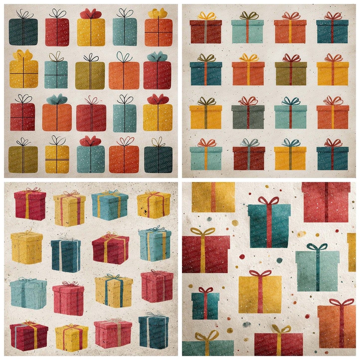 Christmas Retro Giftbox Digital Paper Pack (DDD000925)