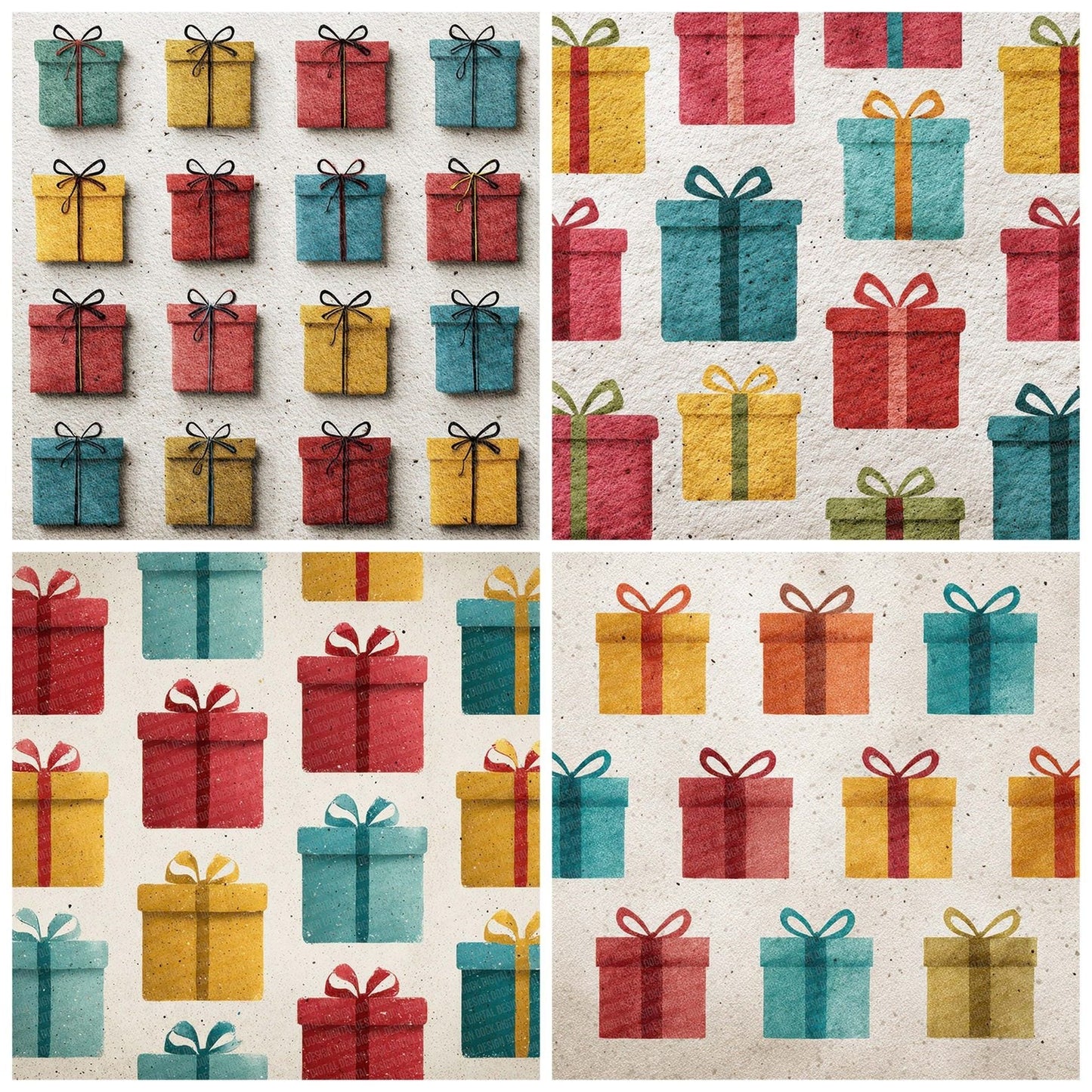 Christmas Retro Giftbox Digital Paper Pack (DDD000925)
