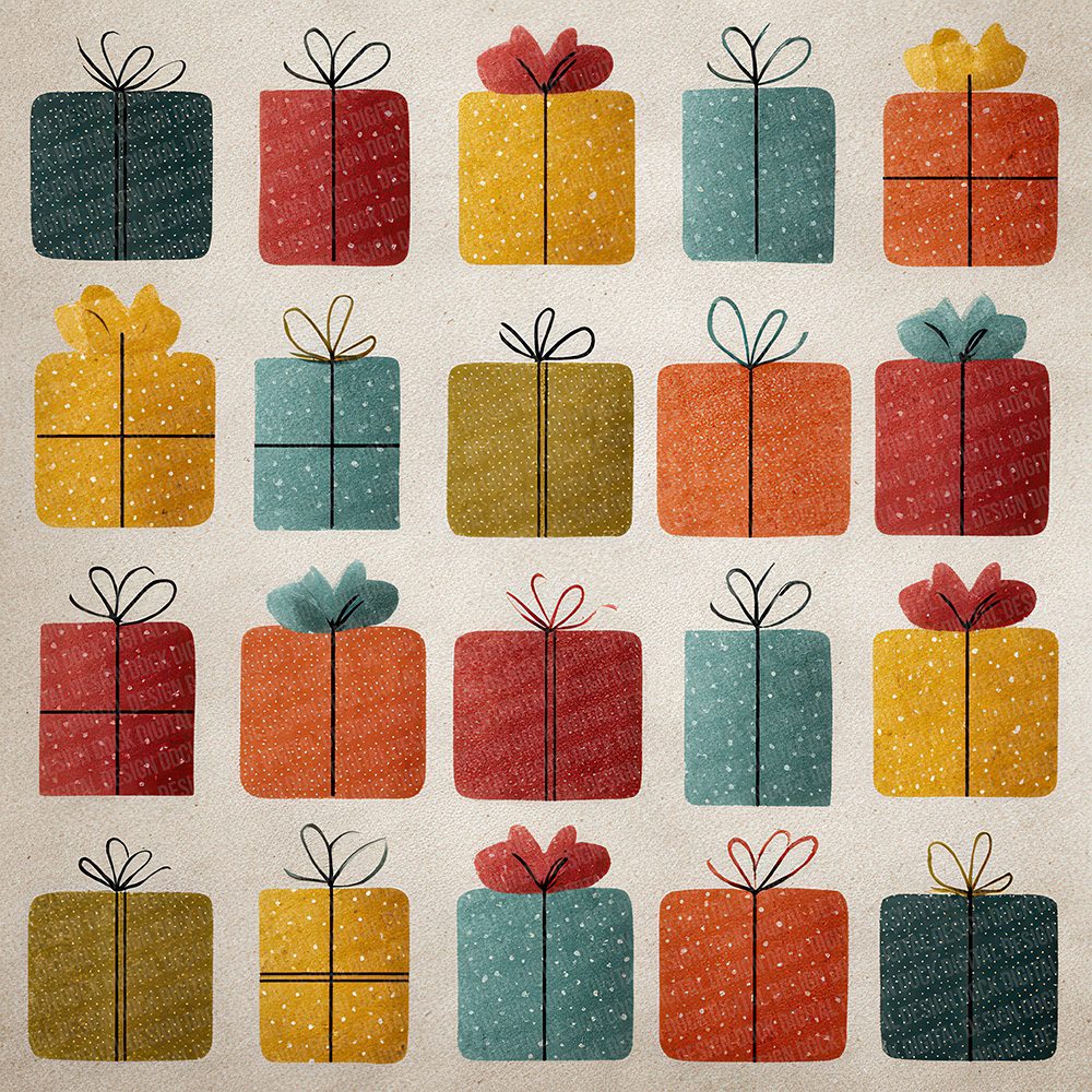 Christmas Retro Giftbox Digital Paper Pack (DDD000925)