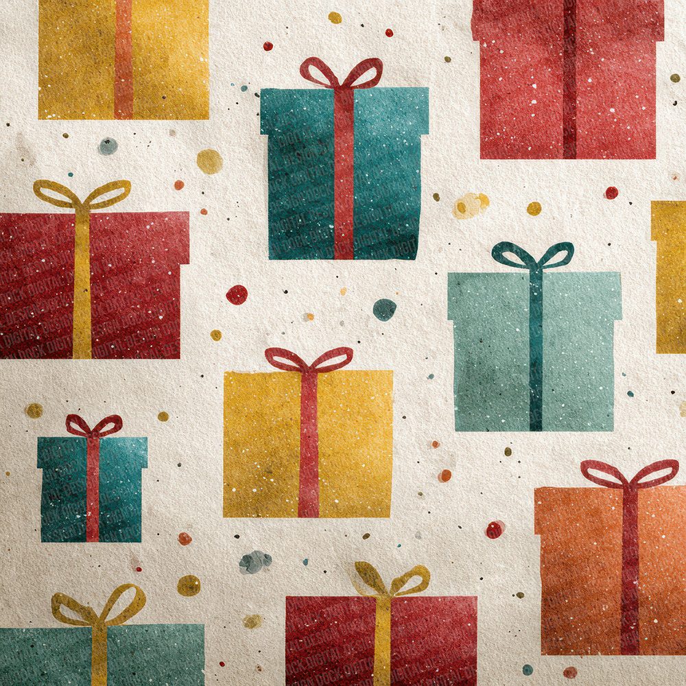 Christmas Retro Giftbox Digital Paper Pack (DDD000925)