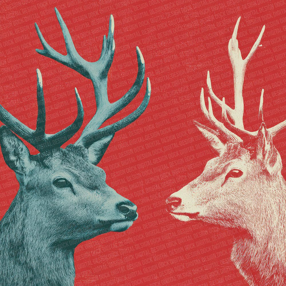 Christmas Retro Reindeer Head Digital Paper Pack (DDD000927)