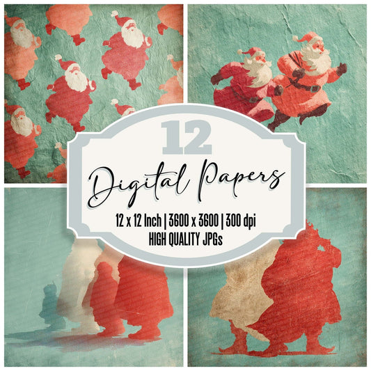 Christmas Retro Santa Digital Paper Pack (DDD000928)